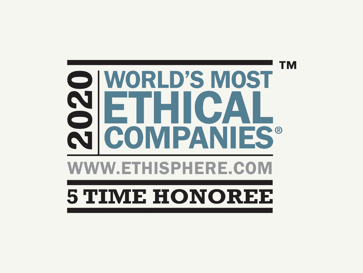 2020 World's Most Ethical logo on cream background